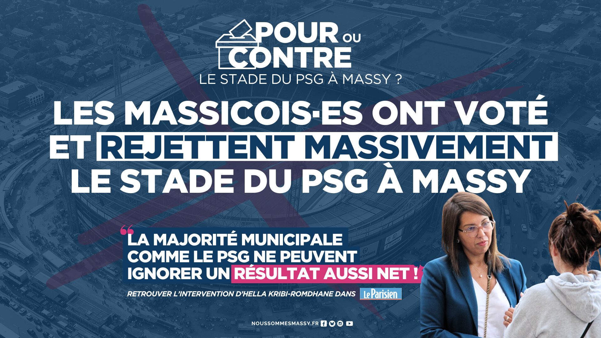 Un résultat sans appel : 74% des votants disent NON à la consultation citoyenne sur le projet de stade du PSG à Massy
