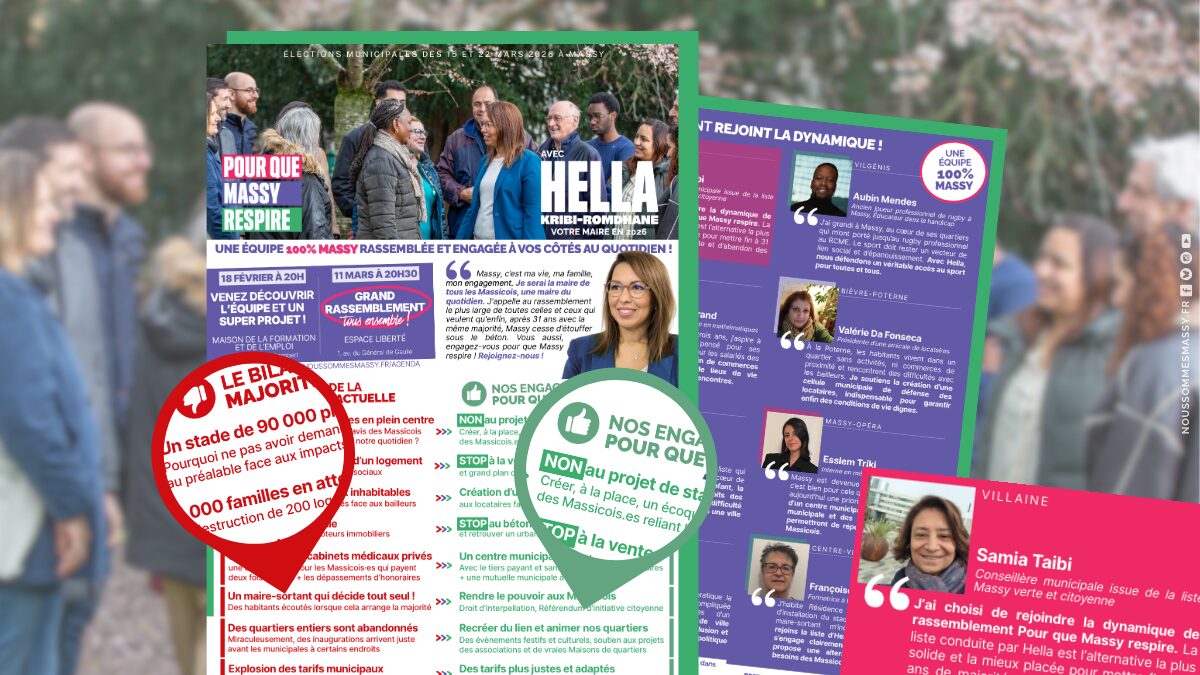 Massy mérite beaucoup mieux : NON au stade, STOP au béton, OUI à un centre municipal de santé pour tous… avec une équipe toujours plus déterminée !