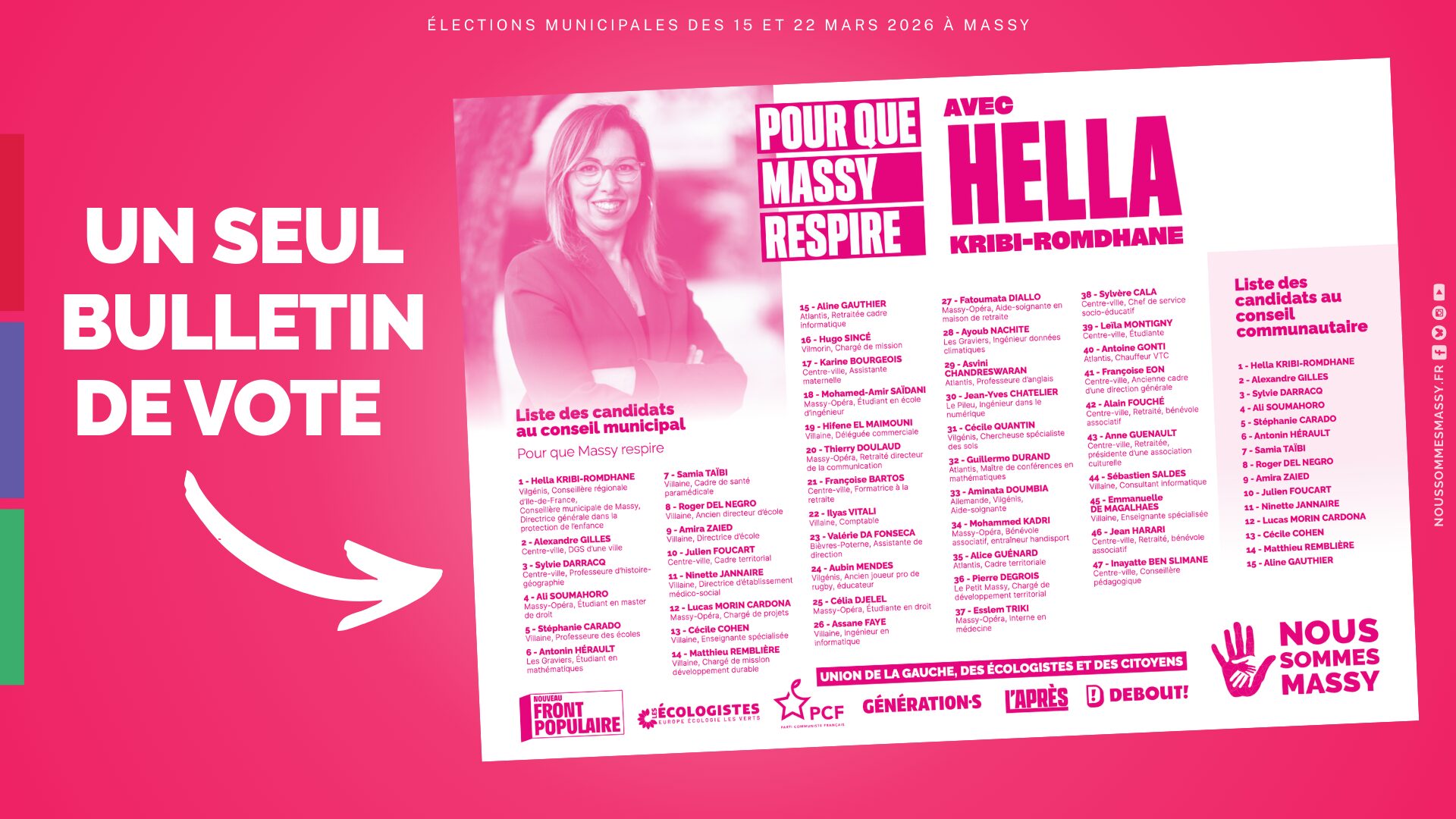 Dimanche 15 mars, faites gagner Massy avec Hella !