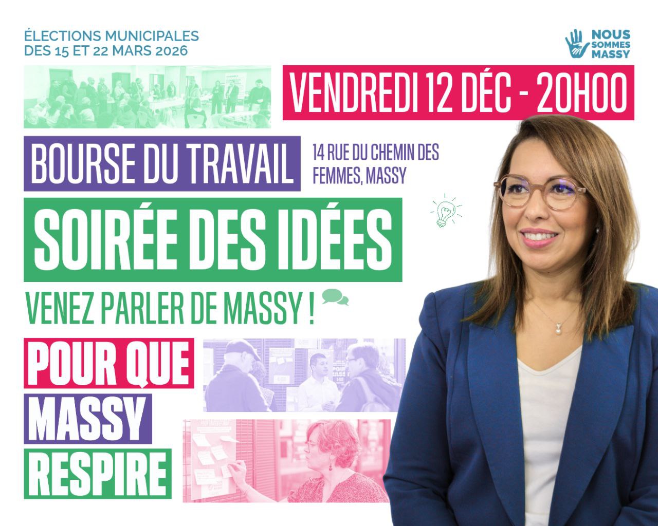Venez parler de Massy, participez au projet ! – Soirée des idées – vendredi 12 décembre 2025 à 20h (Bourse du travail, Massy)
